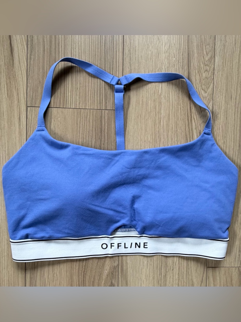 OFFLINE by Aerie The Hugger Logo Elastic Sports Bra Purple/Blue Logo Band XL Pad